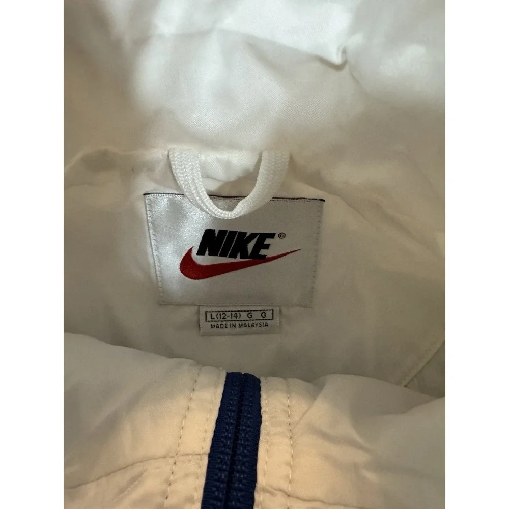 Vintage Nike Big Swoosh‎ WindBreaker Jacket Blue White Women's Large 12-14